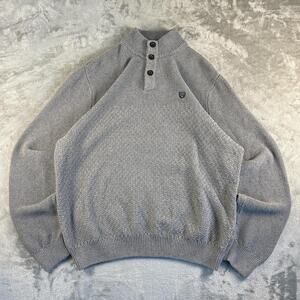 Chaps Ralph Lauren Sweater Mens XXL Gray Knit Mock Neck Pullover Cotton